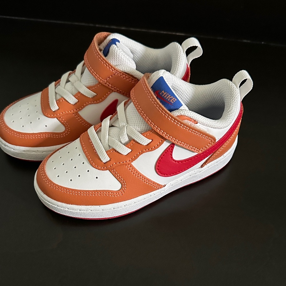 Nike Toddler White, Orange, and Red Sneakers. Size 9C